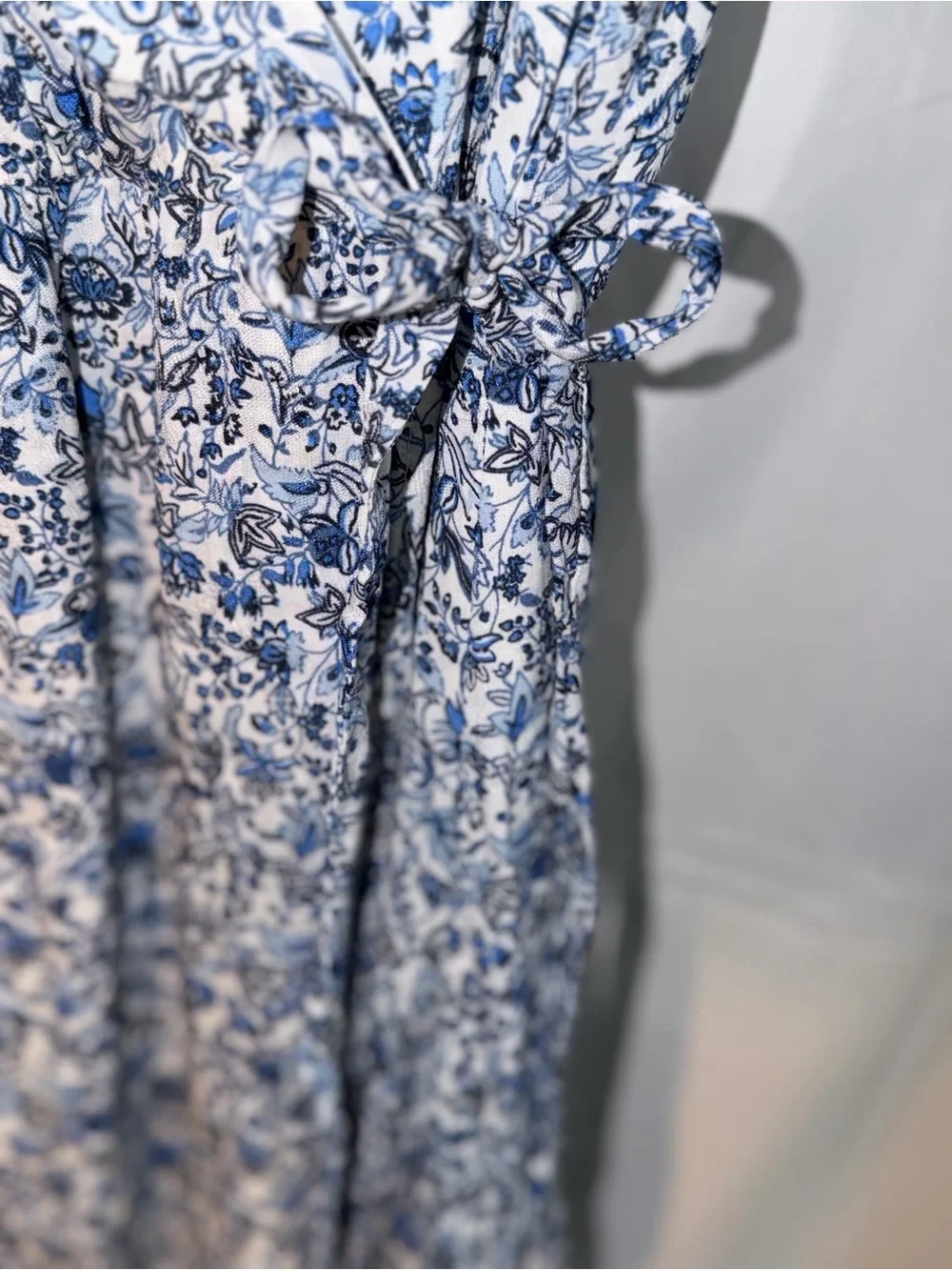 LOFT Light Blue Floral Midi Dress